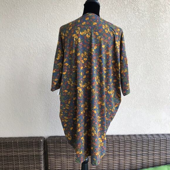 LuLaRoe Womens Top Size Large Green Blue Gold Irma Tunic Floral Shirt Hi Low NEW - Picture 4 of 7